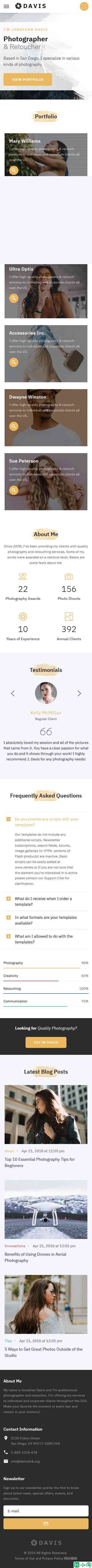 摄影与修图艺术工作室网站模板-手机预览